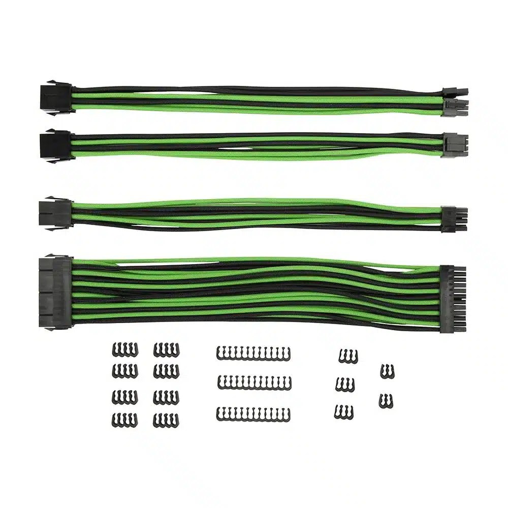1st Player BGE001 Steampunk PSU Sleeve Extension Cable Kit Black/Green Bermor Techzone