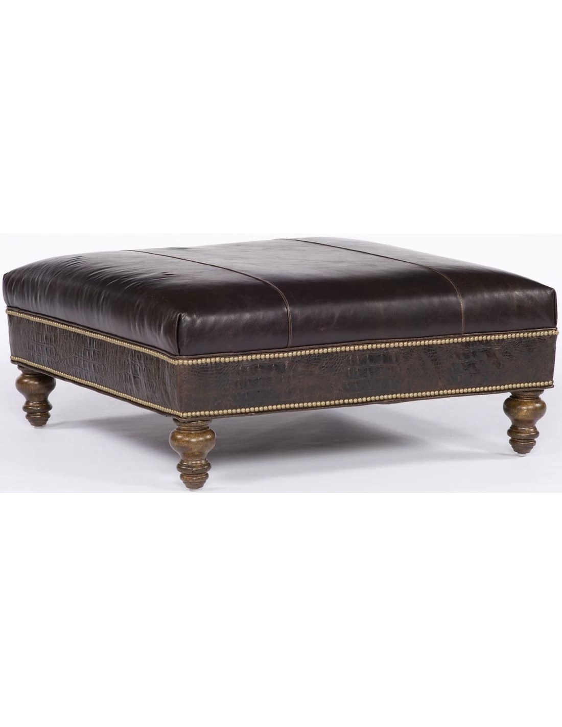 Luxury unique ottomans in leather, fabrics and hair on hide