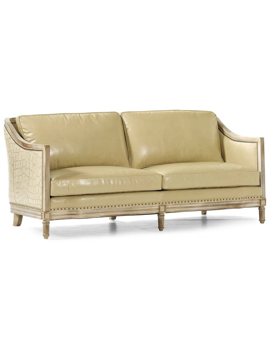 Embossed ivory leather sofa