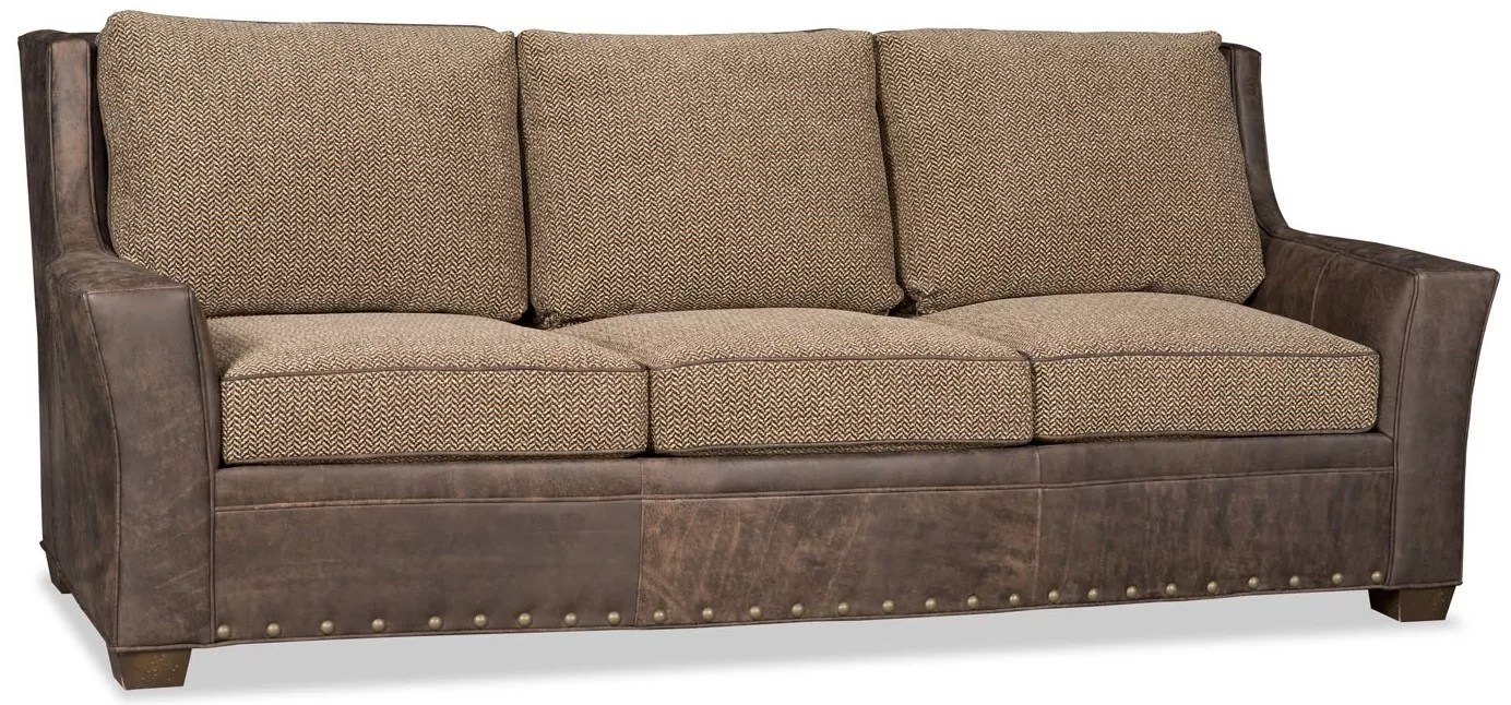 Leather and herringbone sofa