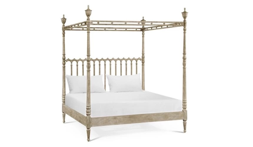 Oak canopy bed