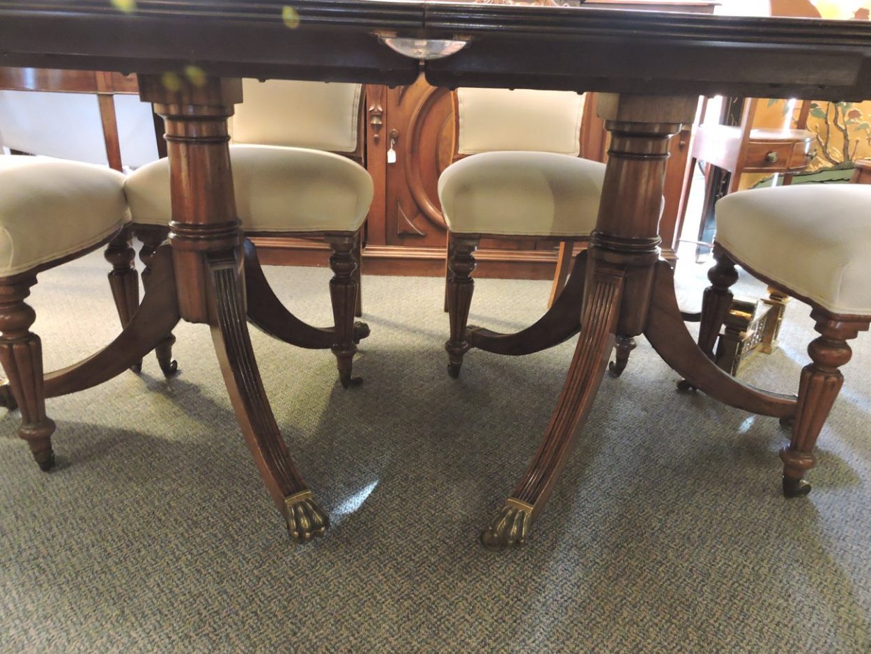 Mahogany English Style Double Pedestal Dining Room Table