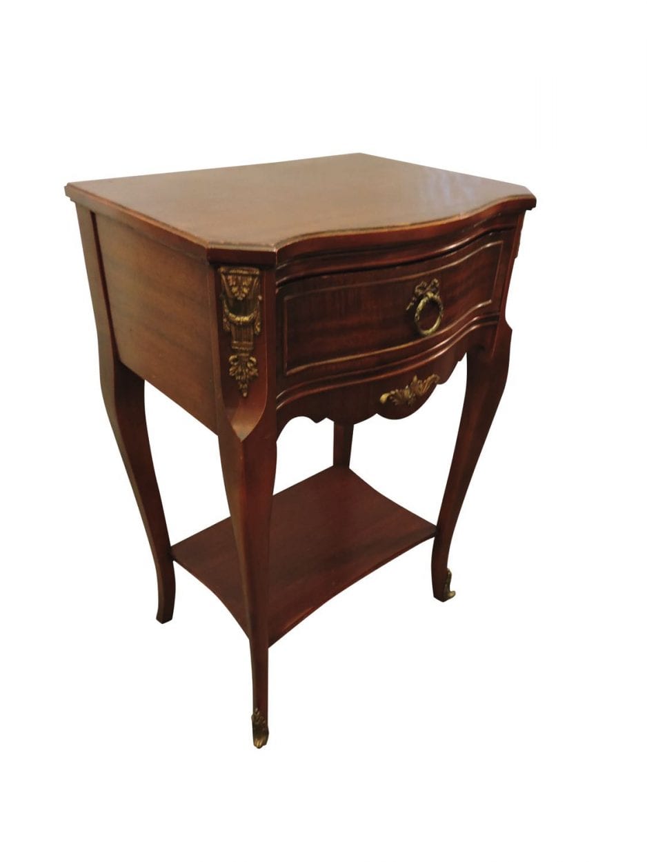 Small French Style Mahogany Table with Drawer and Bronze Mounts