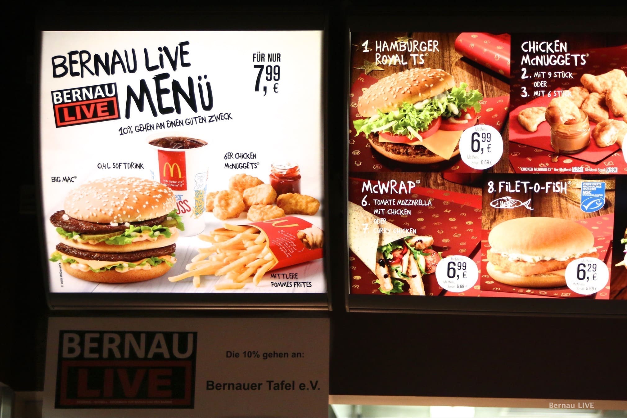 Für den Hunger zwischendurch Unser "Bernau LIVE" Menü bei McDonald´s