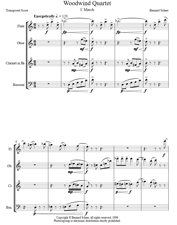 Woodwind Quartet Bernie Scherr, Composer Bernie Scherr, Composer