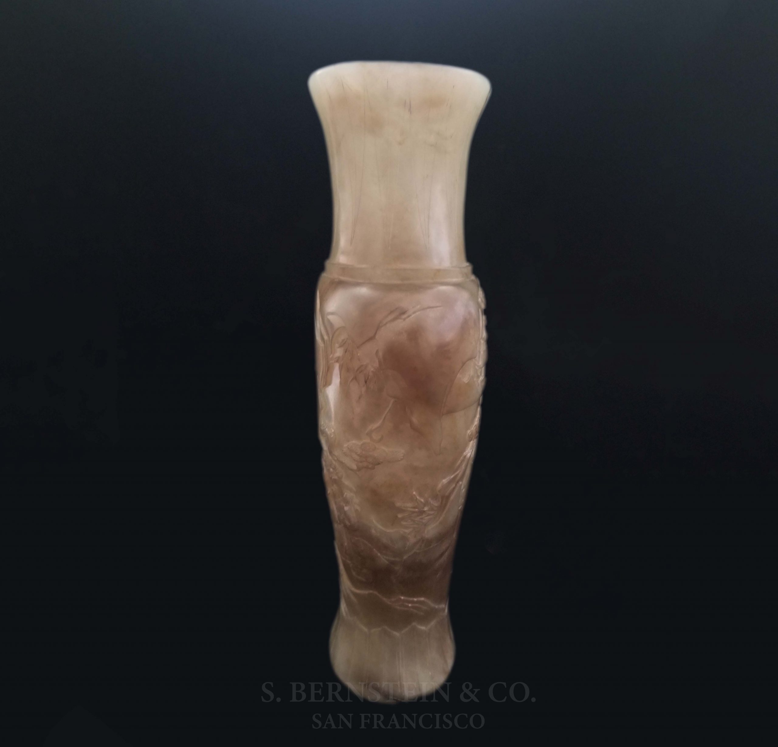 Open Mouth Vase with Scholar and Attendant S. Bernstein & Co. Jade