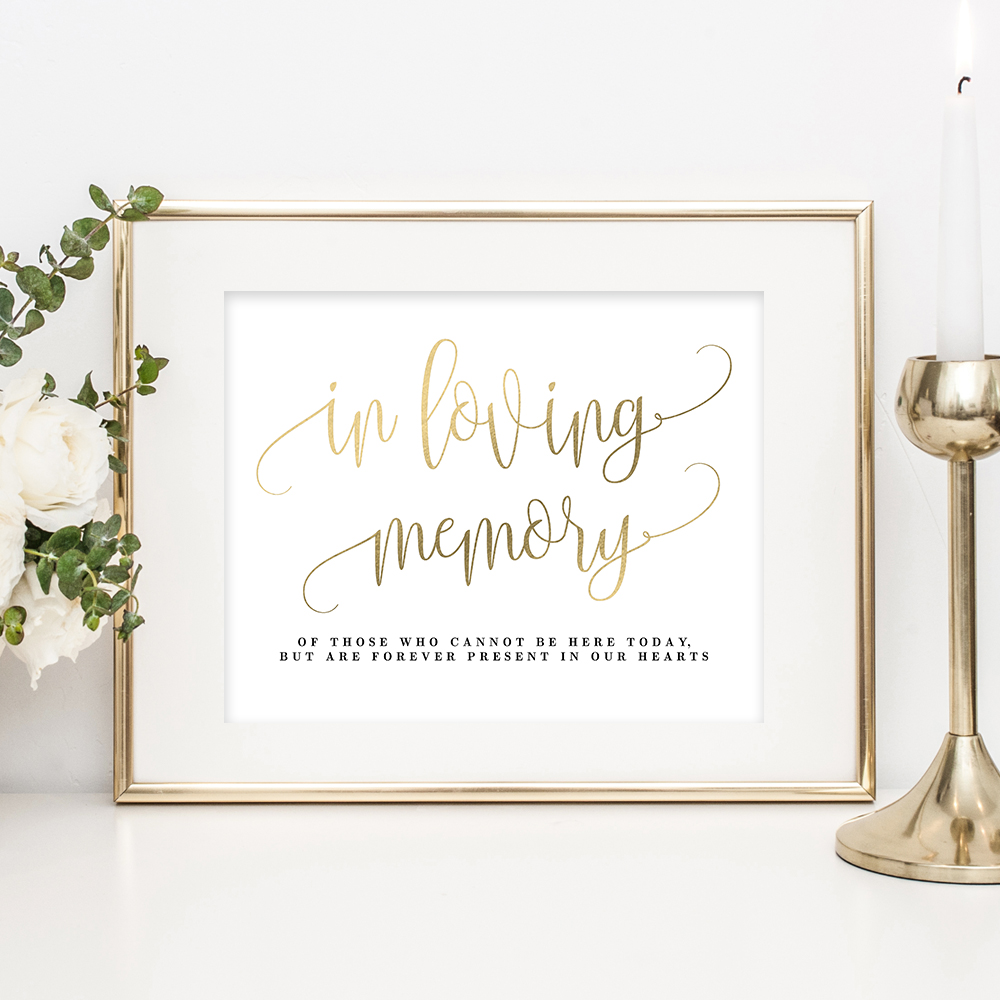 In Loving Memory Sign Lovely Calligraphy Faux Gold LCG Berry Berry Sweet