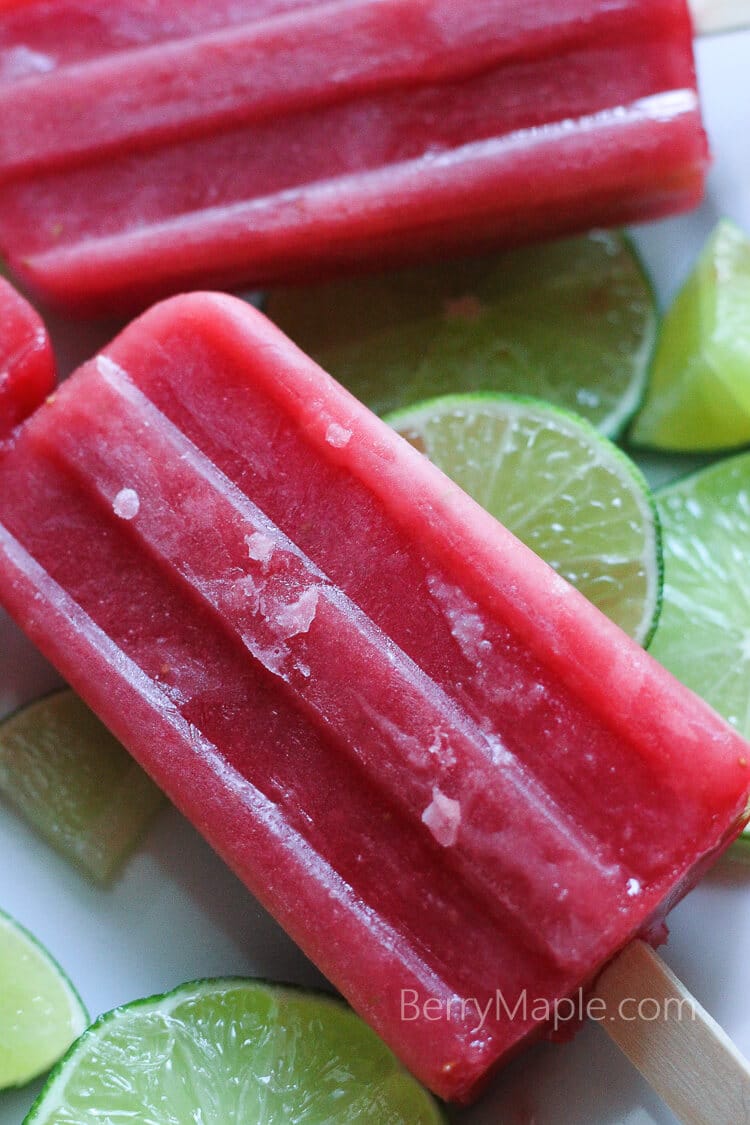 Watermelon lime honey popsicles Berry&Maple