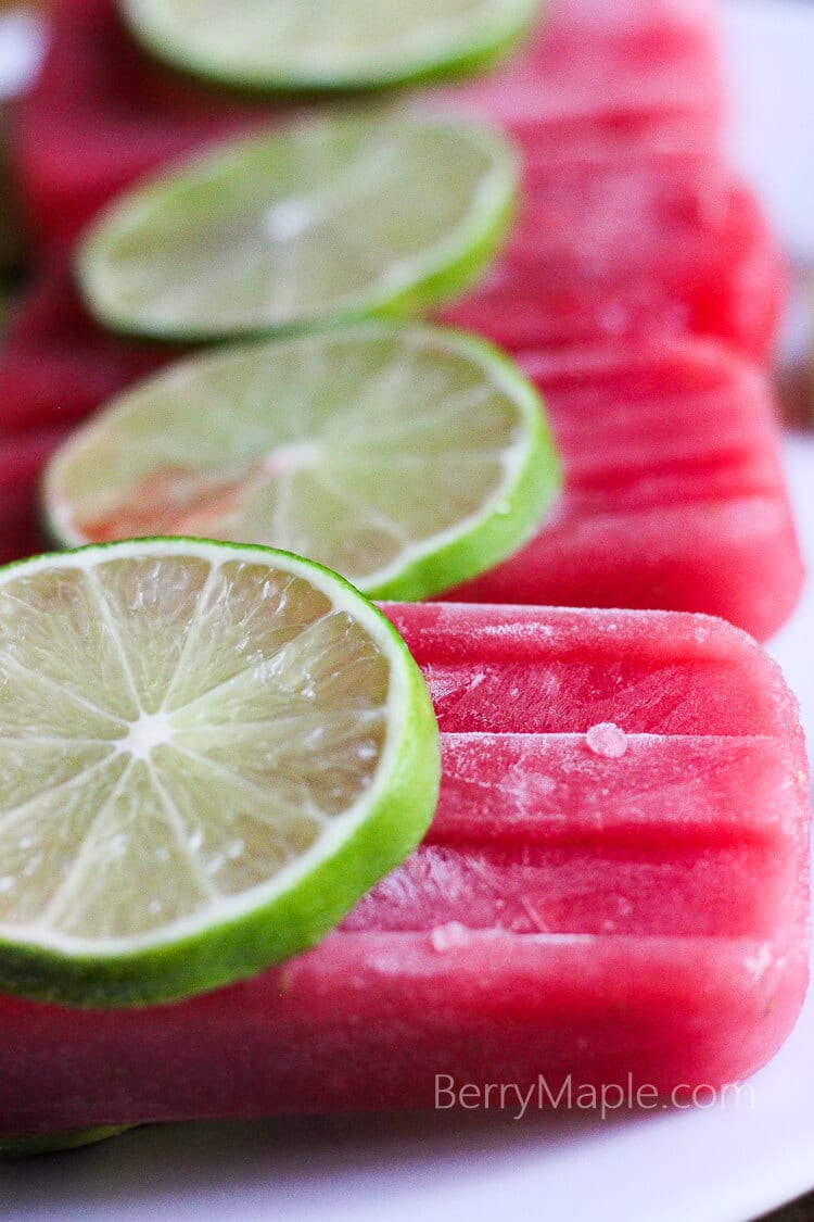 Watermelon lime honey popsicles Berry&Maple