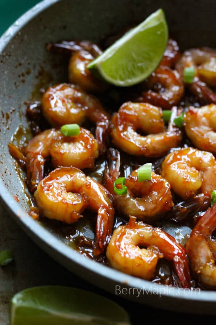 Honey garlic lime glazed shrimp Berry&Maple
