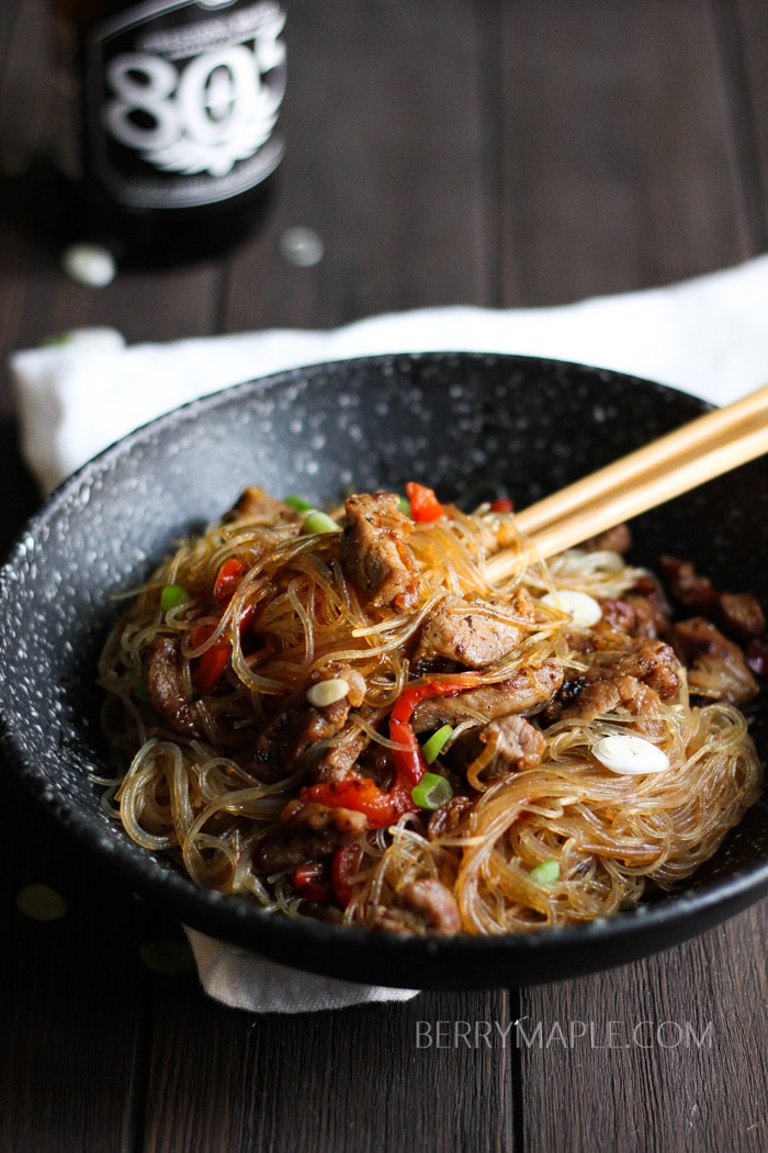 Glass noodles pork stir fry Berry&Maple