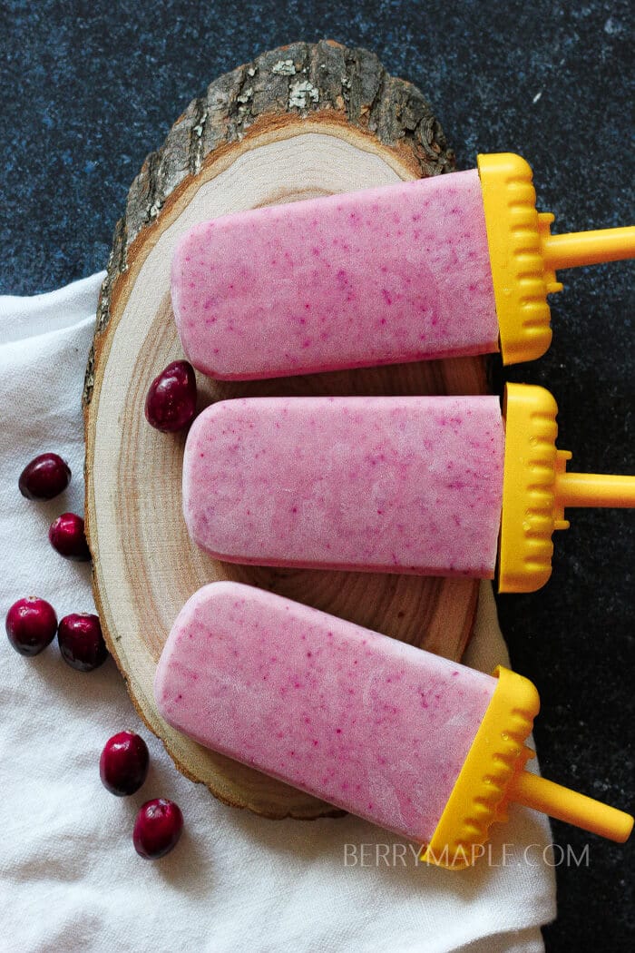 Eggnog cranberry popsicles Berry&Maple