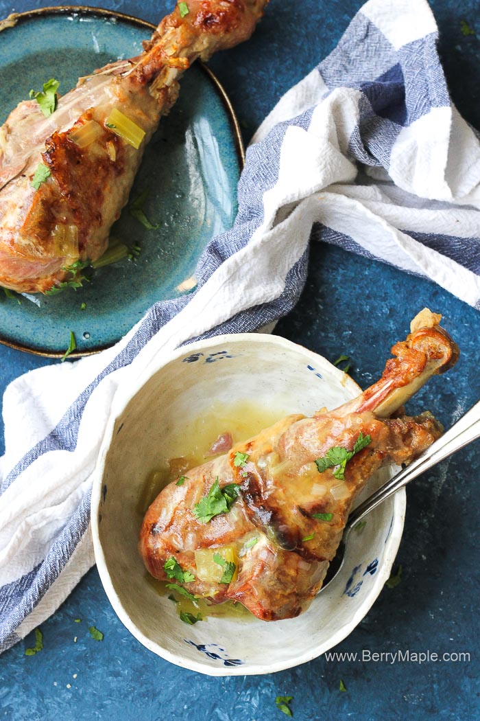 Instant Pot turkey legs with gravy Berry&Maple