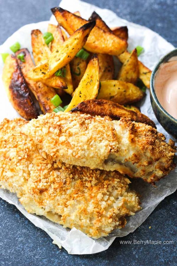 Air Fryer fish and chips Berry&Maple