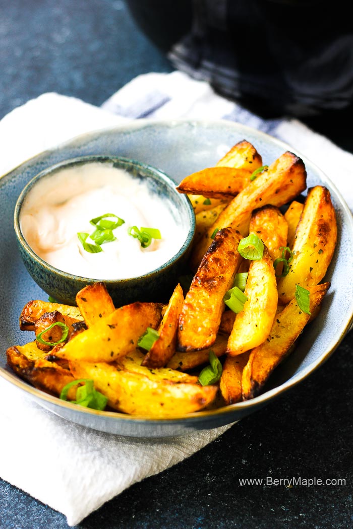 Air fryer french fries (fresh or frozen) Berry&Maple