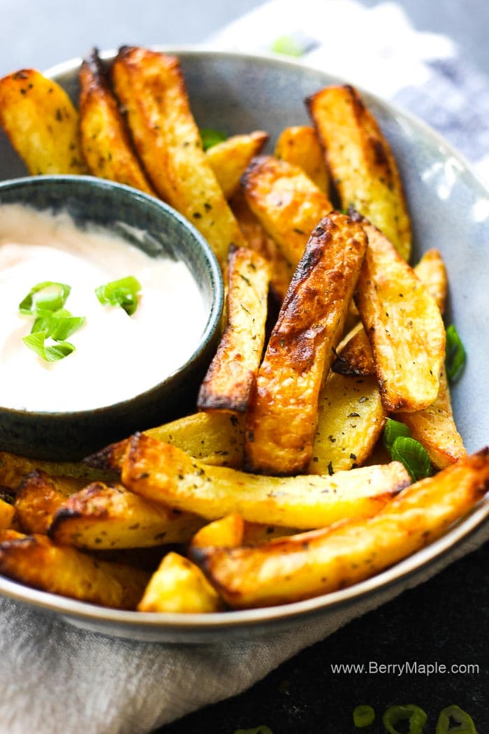 Air fryer french fries (fresh or frozen) Berry&Maple