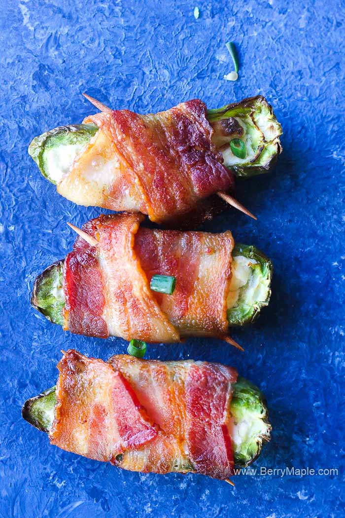 Air fryer bacon wrapped jalapeno poppers Berry&Maple