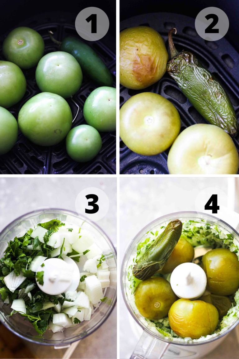 Air fryer roasted tomatillo salsa Berry&Maple