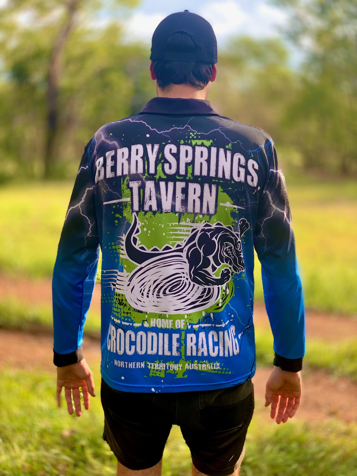 Unisex Blue Fishing Shirt Long Sleeved Berry Springs Tavern