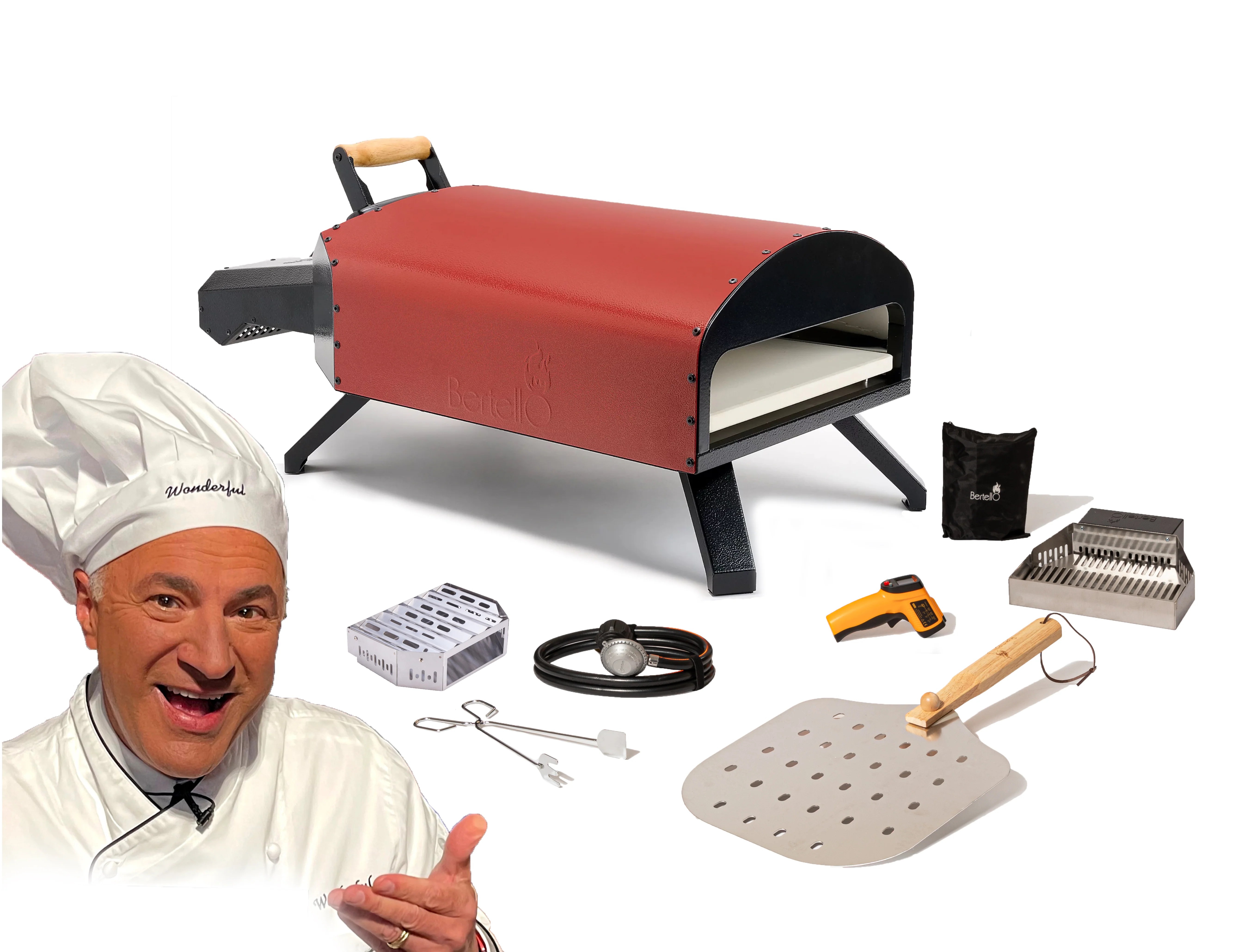 Bertello 12" SimulFIRE Outdoor Pizza Oven Everything Bundle (Brick R
