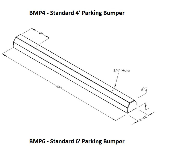 BMP6 Standard 6’ Parking Bumper Bertelson Precast