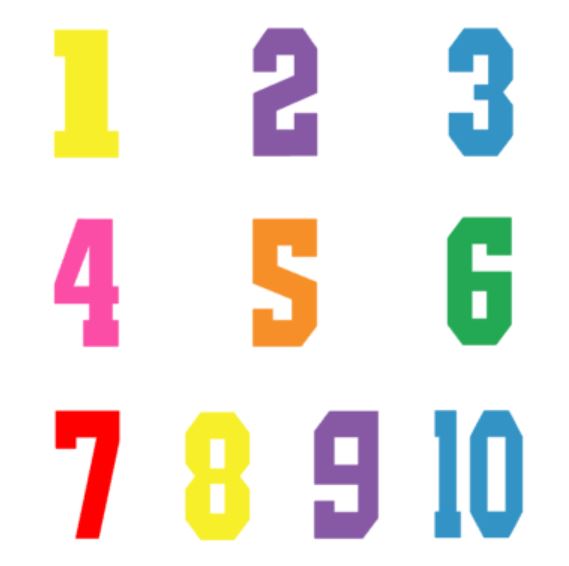 Numbers 1 10 Bedroom/Nursery MultiColoured Wall Stickers Bespoke