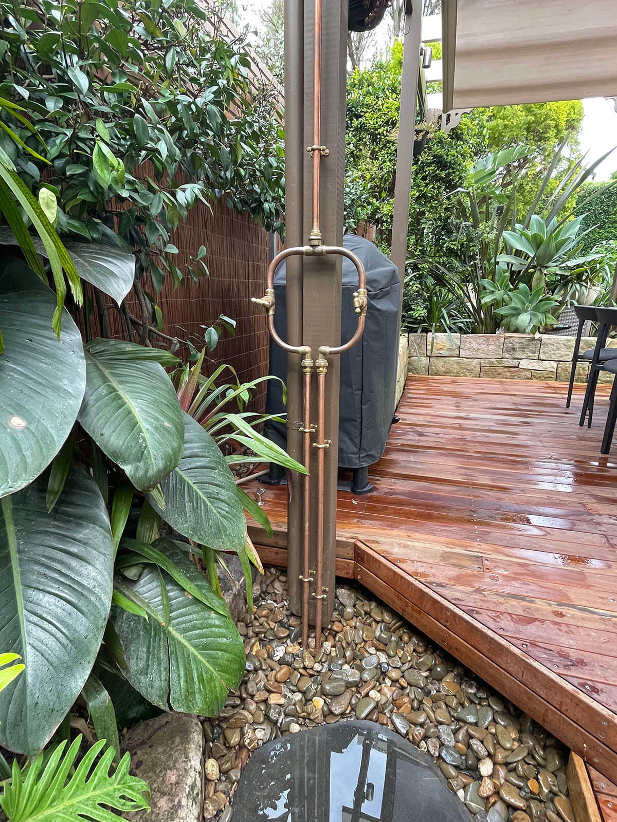Waratah Hot and Cold Outdoor Shower Copper & Brass Bespoke Copper