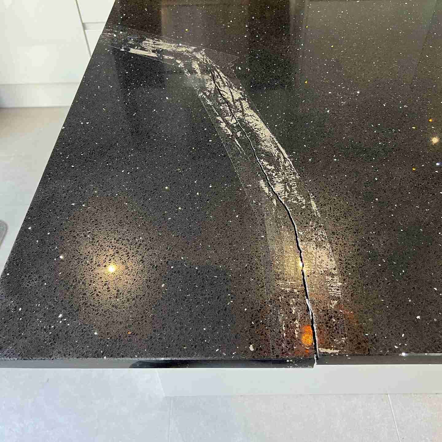 Quartz Kitchen Worktop Thermal Shock Crack Bespoke Repairs