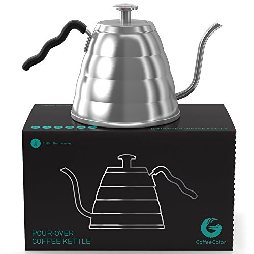 POUR OVER Coffee Kettle 1.2L Stop Burning Your Beans THERMOMETER Builtin by Coffee Gator