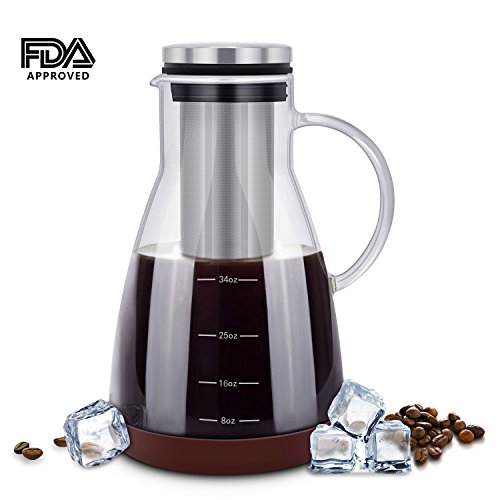 ESEOE Cold Brew Iced Coffee Maker,32oz Brewing Glass Carafe with