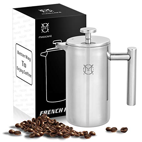 Magicafé French Press Coffee Maker Single Serve 1 Cup Small Stainless