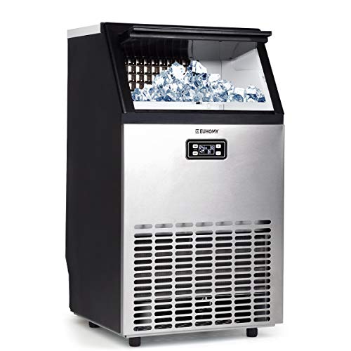 Euhomy Commercial Ice Maker Machine, 100lbs/24h Stainless Steel Ice