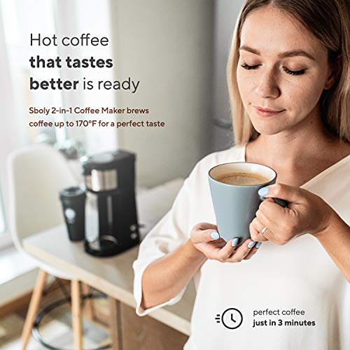 Single Serve Coffee Maker for KCup Pods And Ground Coffee,Thermal Drip