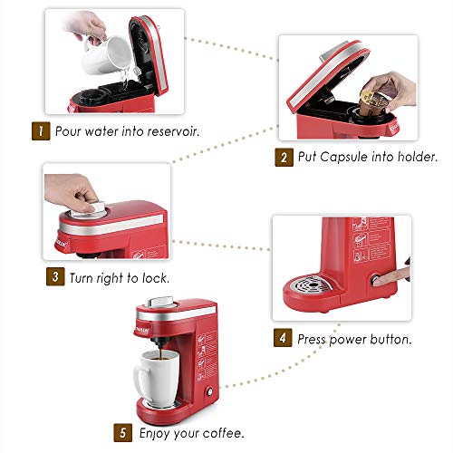 CHULUX Single Cup Coffee Maker Travel Coffee Brewer,Red Best