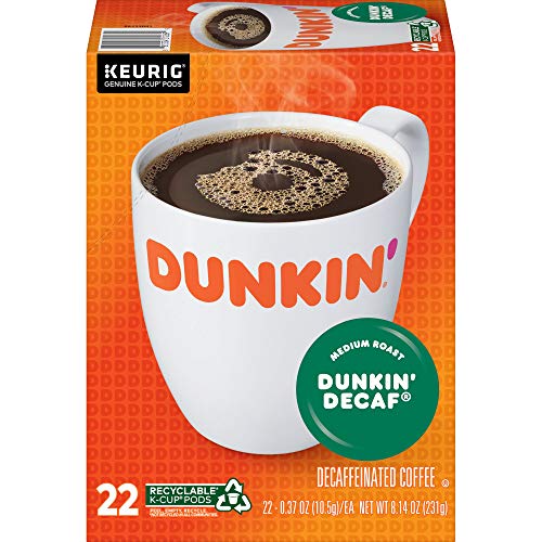 Dunkin’ Decaf Medium Roast Coffee, 88 K Cups for Keurig Coffee Makers