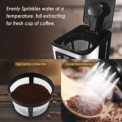 CHULUX Programmable Drip Coffee Maker with 24hour Timer and LCD Screen