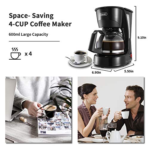 Gevi 4 Cup Coffee Maker, Small Drip Coffee Maker, Compact Coffee Machine Work in Silent, Coffee
