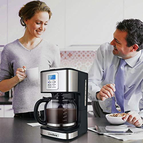 12Cup Coffee Maker, Programmable Coffee Machine with Glass Carafe&Auto