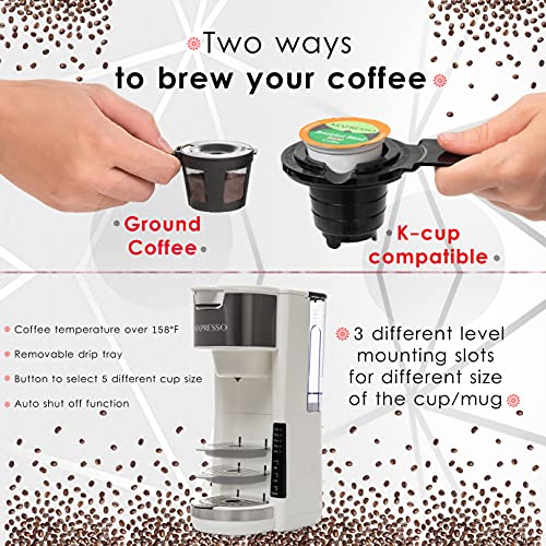 Mixpresso Single Serve 2 in 1 Coffee Brewer KCup Pods Compatible