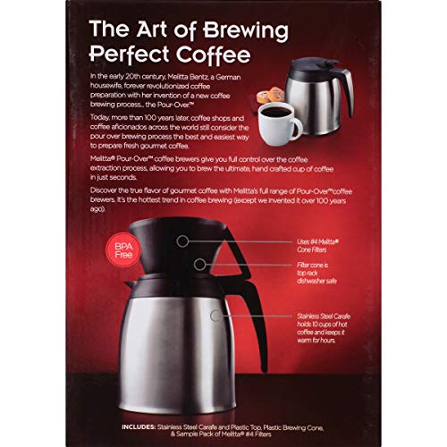 Melitta Coffee Maker, 10 Cup Pour Over Brewer with Stainless Thermal