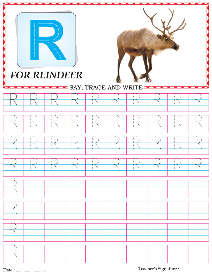 Capital letter writing practice worksheet alphabet R Download Free