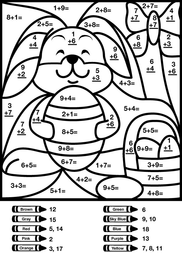 Color by Number Addition Best Coloring Pages For Kids