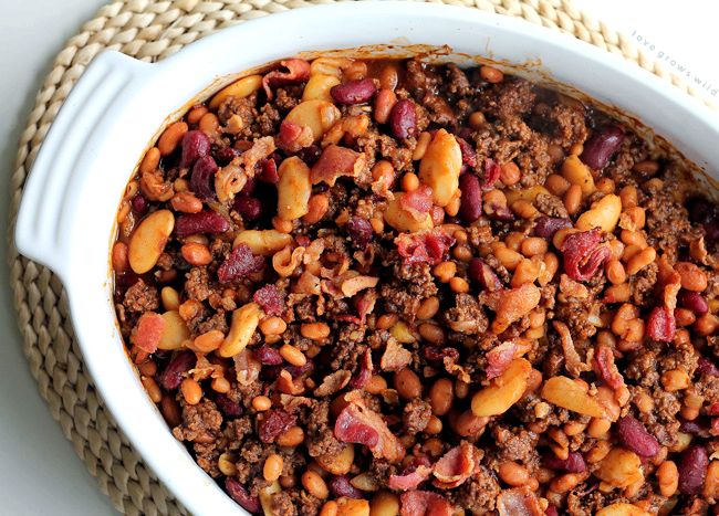 Bake at 350 for 1 hour. Chili recipe with ground beef and baked beans