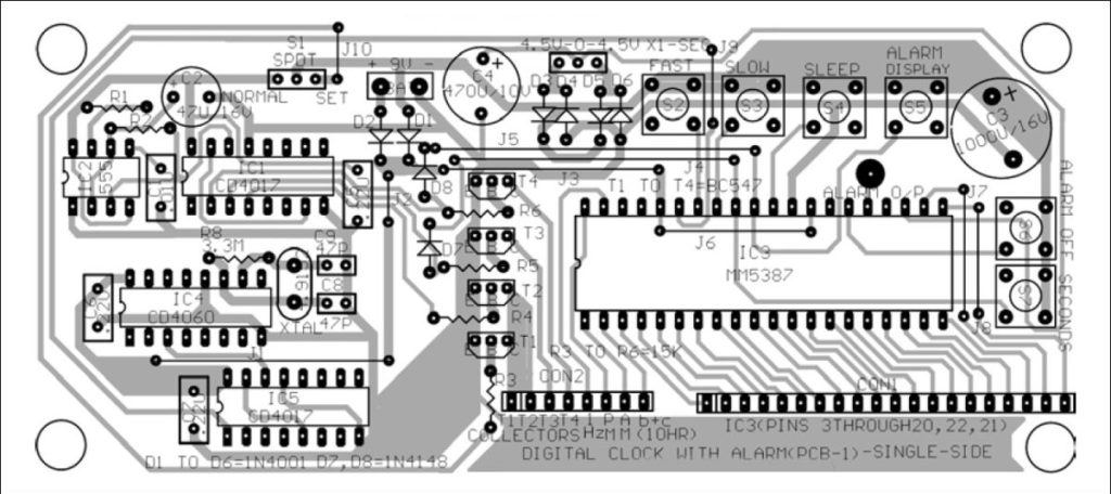 Digital Clock Circuit with Seconds and Alarm Time Display