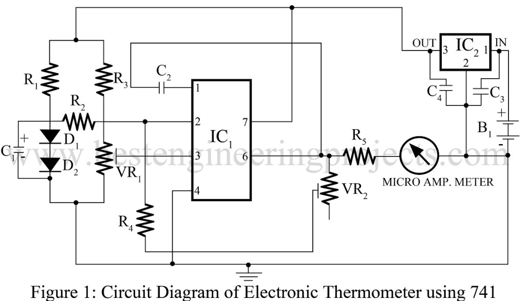 Electronic Thermometer Circuit - Engineering Projects