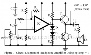 DIY Headphone Amplifier using 741 IC - Engineering Projects