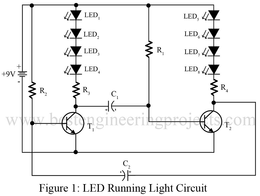 LED Running Light Circuit - Engineering Projects