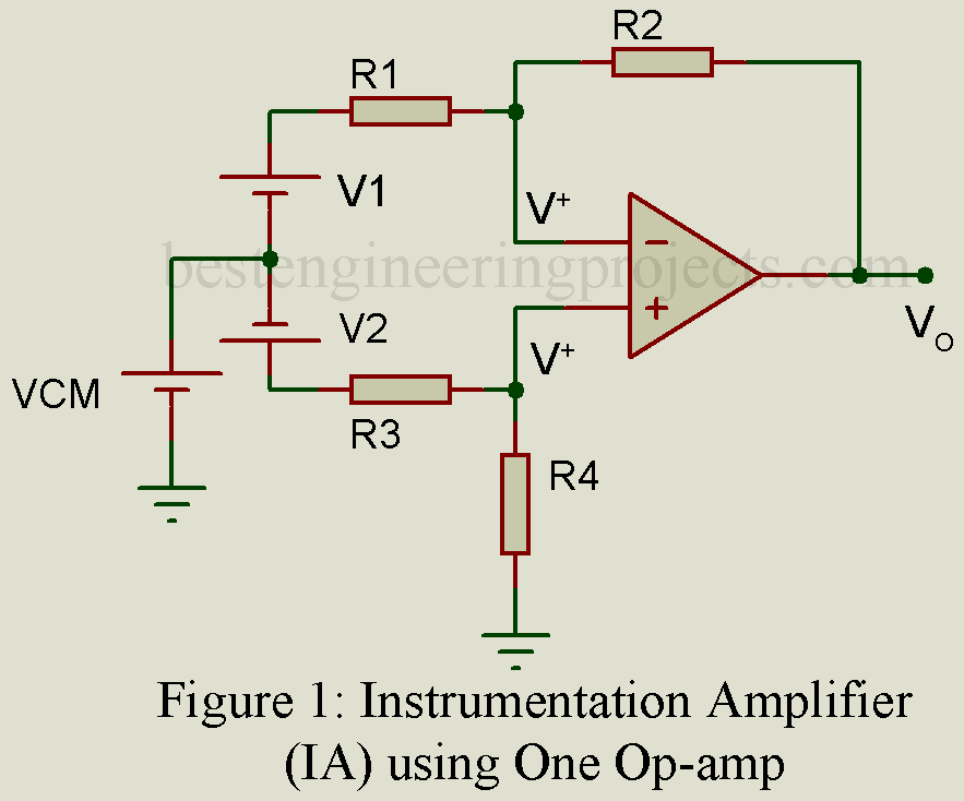 Two Op Amp Instrumentation Amplifier