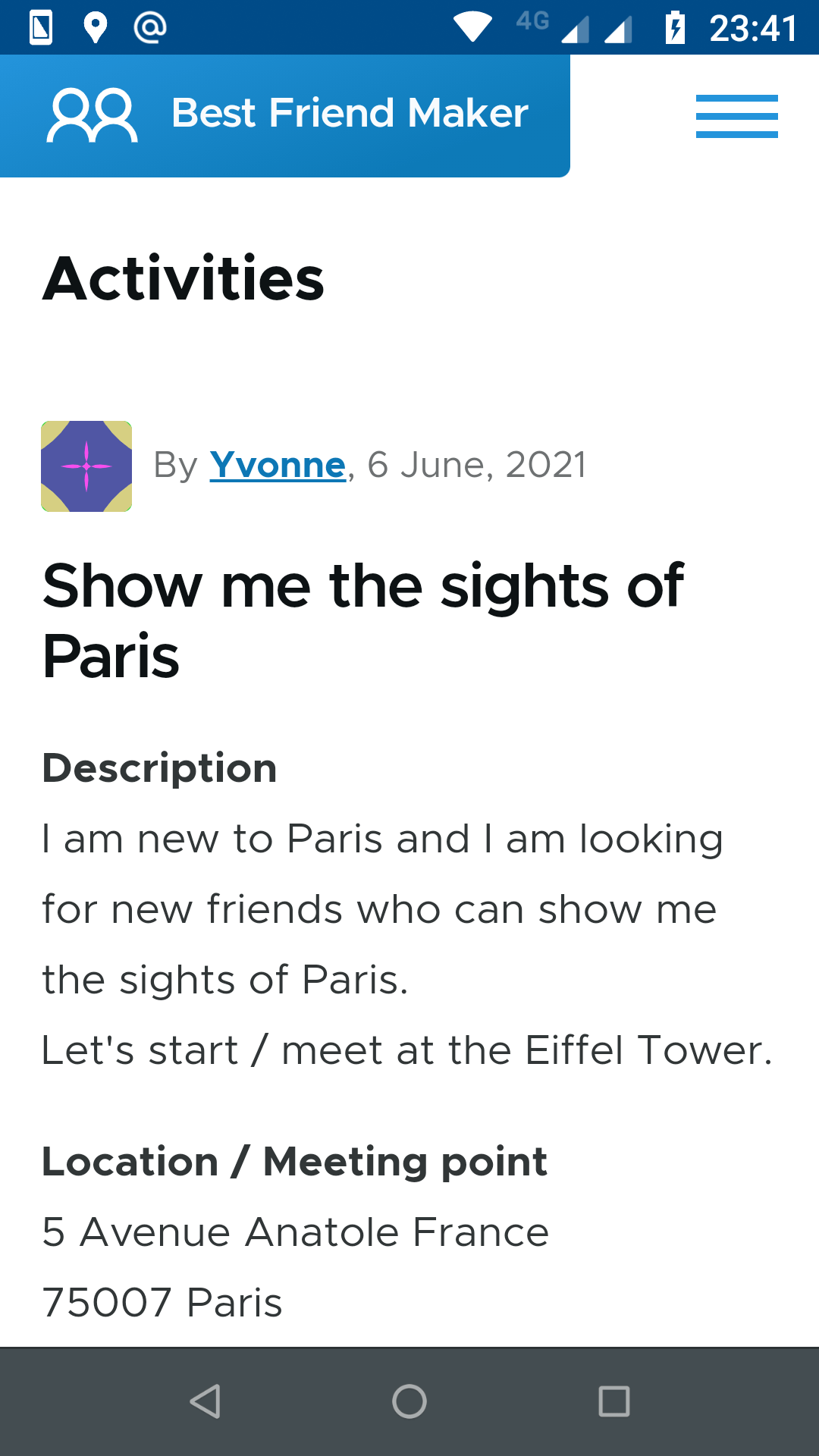 Best Friend Maker App find friends for your activities