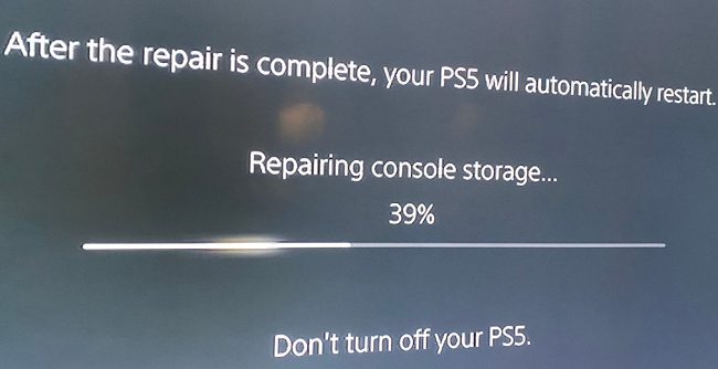 How to fix PS5 stuck on repairing console storage